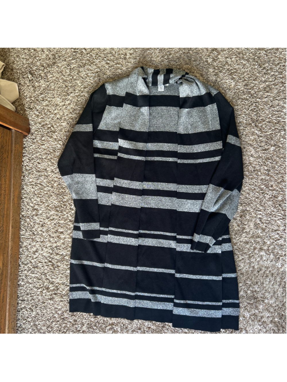 Women's Calvin Klein Striped Cardigan Sweater Black Silver XL